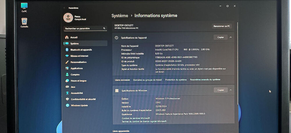Ordinateur PC + ECRAN 22 Pouces HP Matériel informatique