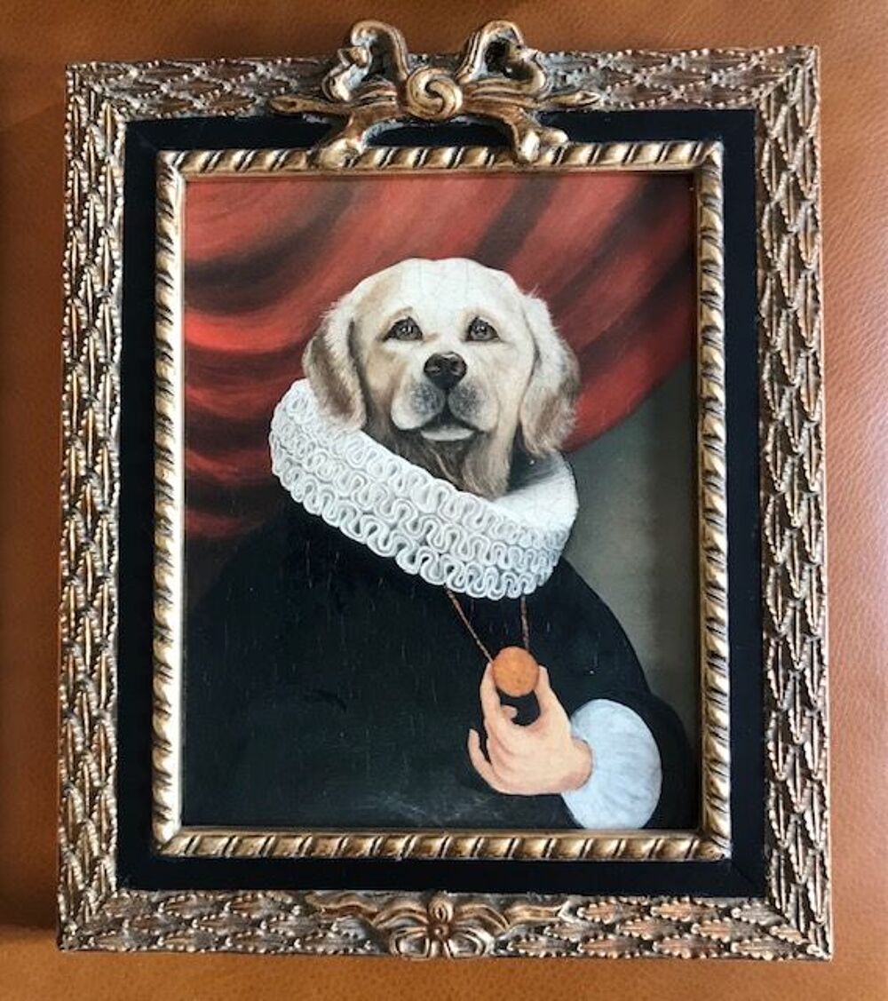 Lot de 3 petits tableaux encadr&eacute;s T&ecirc;tes de Chien.Gentlemen Décoration