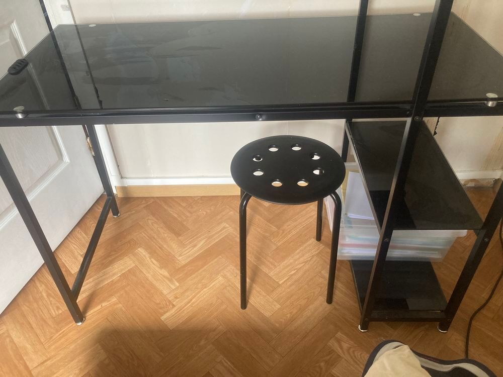 BUREAU NOIR PLAQUE VERRE Meubles