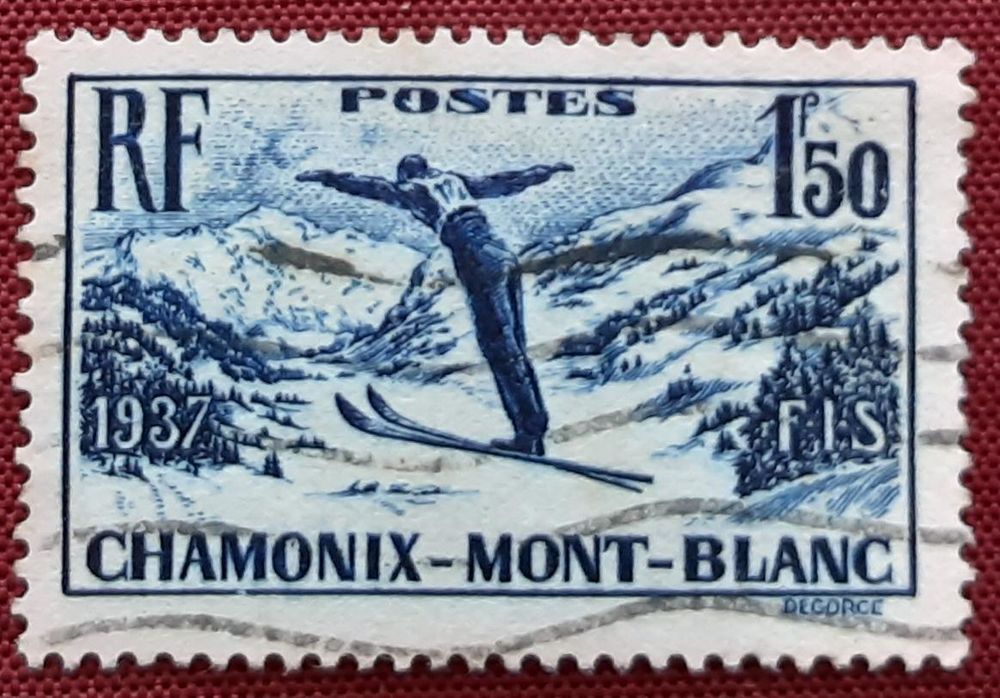 timbre CHAMONIX MONT BLANC 1F50 oblit&eacute;r&eacute; 1t 