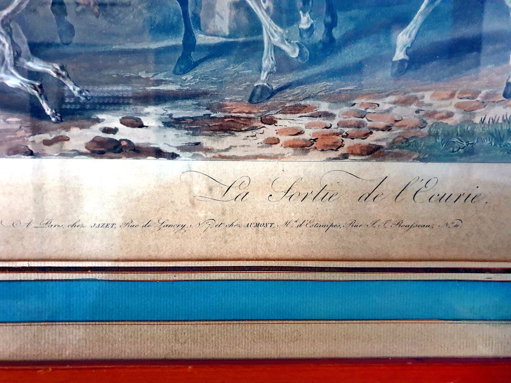 Dessin&eacute; par Carle Vernet "La sortie de l'&eacute;curie" grav&eacute; Fazet 