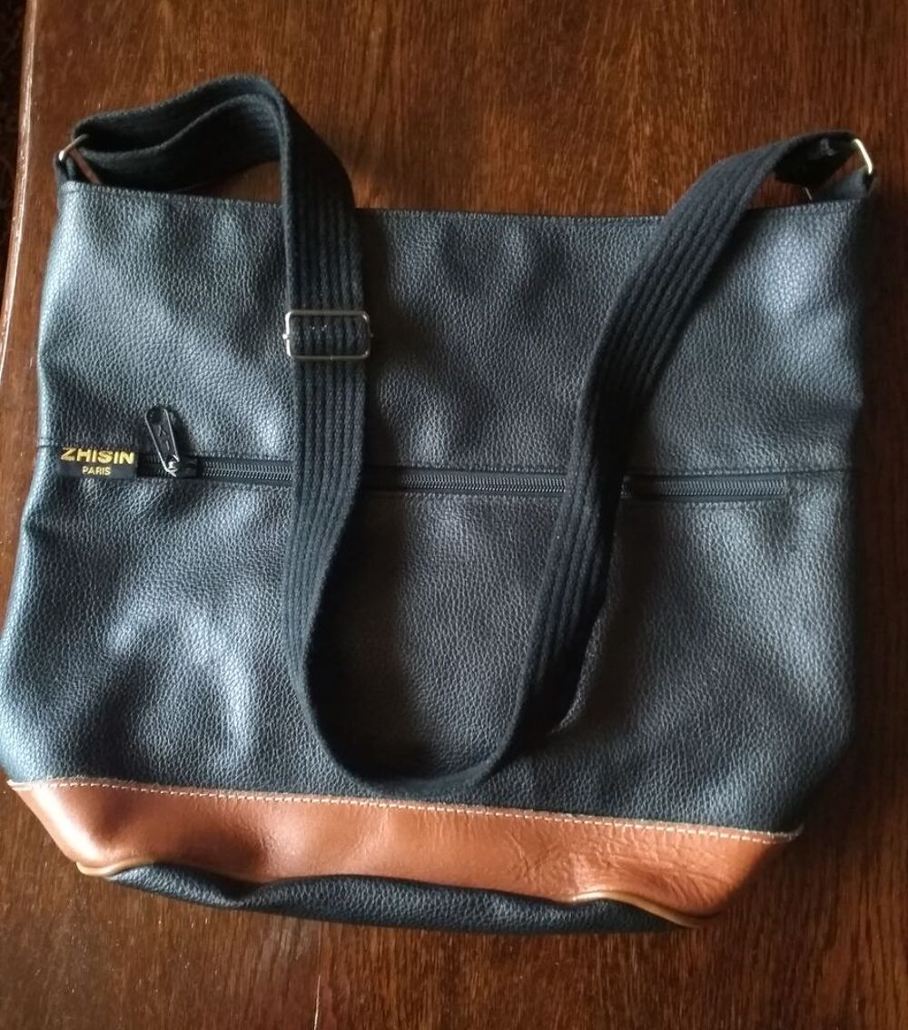 grand sac &agrave; main noir et marron Maroquinerie