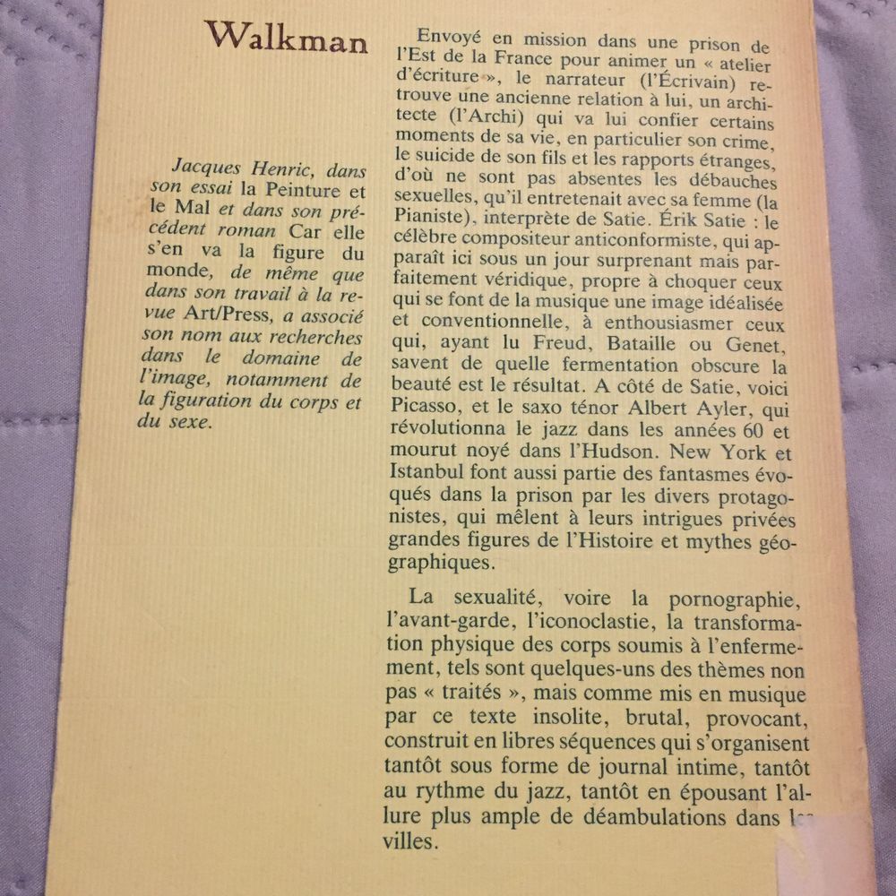 WALKMAN DE JACQUES HENRIC Livres et BD