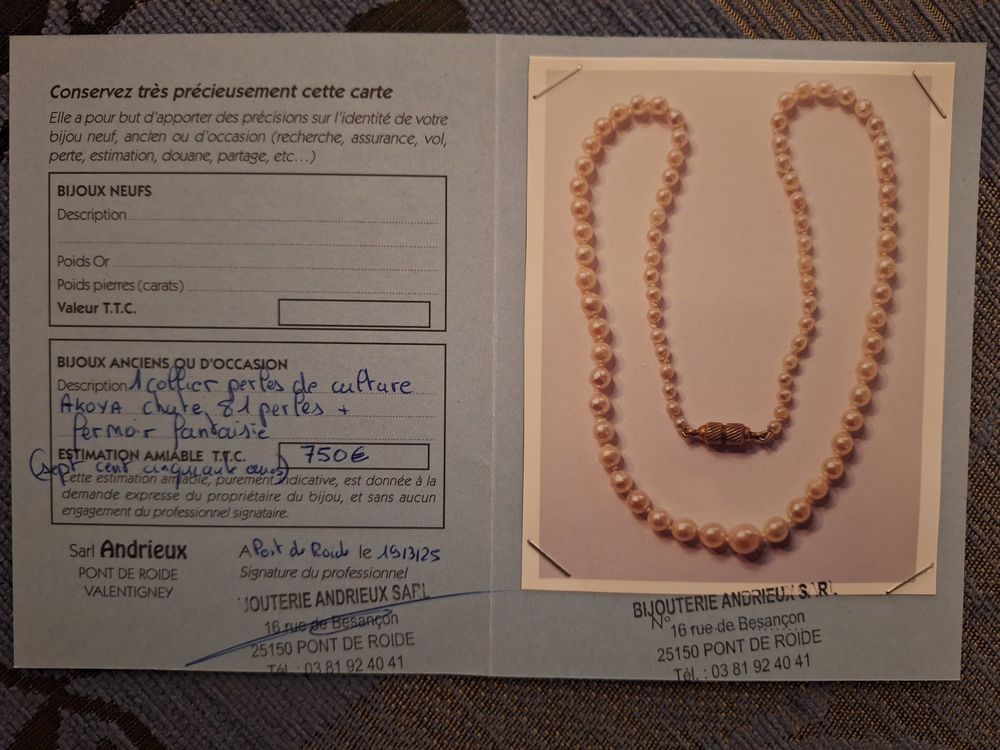 Magnifique Collier en v&eacute;ritables Perles de Culture Bijoux et montres