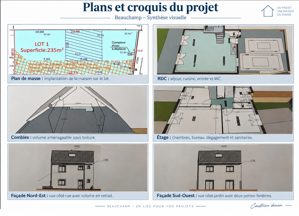Vente Terrain Terrain viabilisé 239 m² ? Permis accordé maison 95 m² Beauchamp