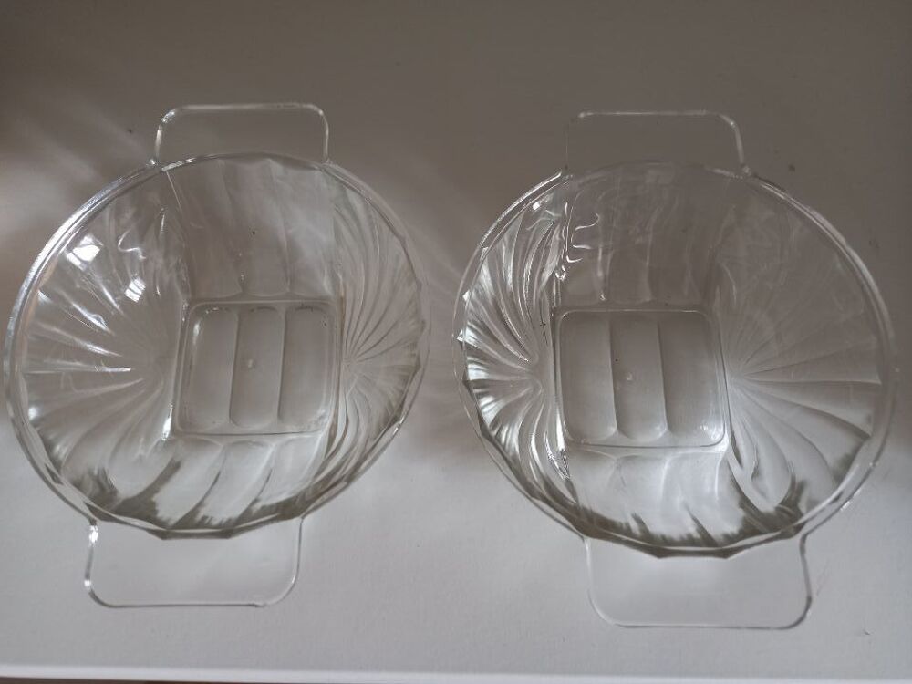 Lot de 2 coupelles en verre avec oreilles vintages Décoration