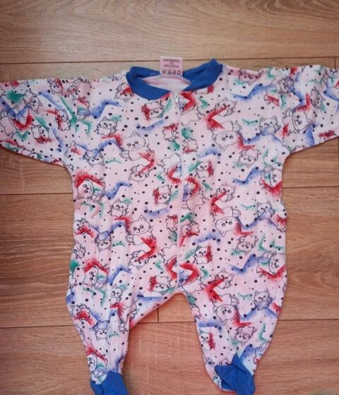 Pyjama coton bleu et blanc 6 mois vintage 2 Villiers (86)