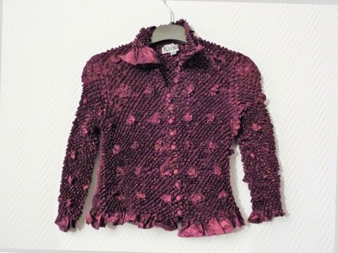 Top / Chemise Violet Plisse  Manches Longues- Kitana 20 Paris 15 (75)