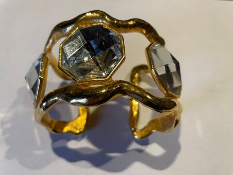 Bracelet rigide doré INES DE LA FRESSANGE 3 gros strass 295 Vigneux-sur-Seine (91)