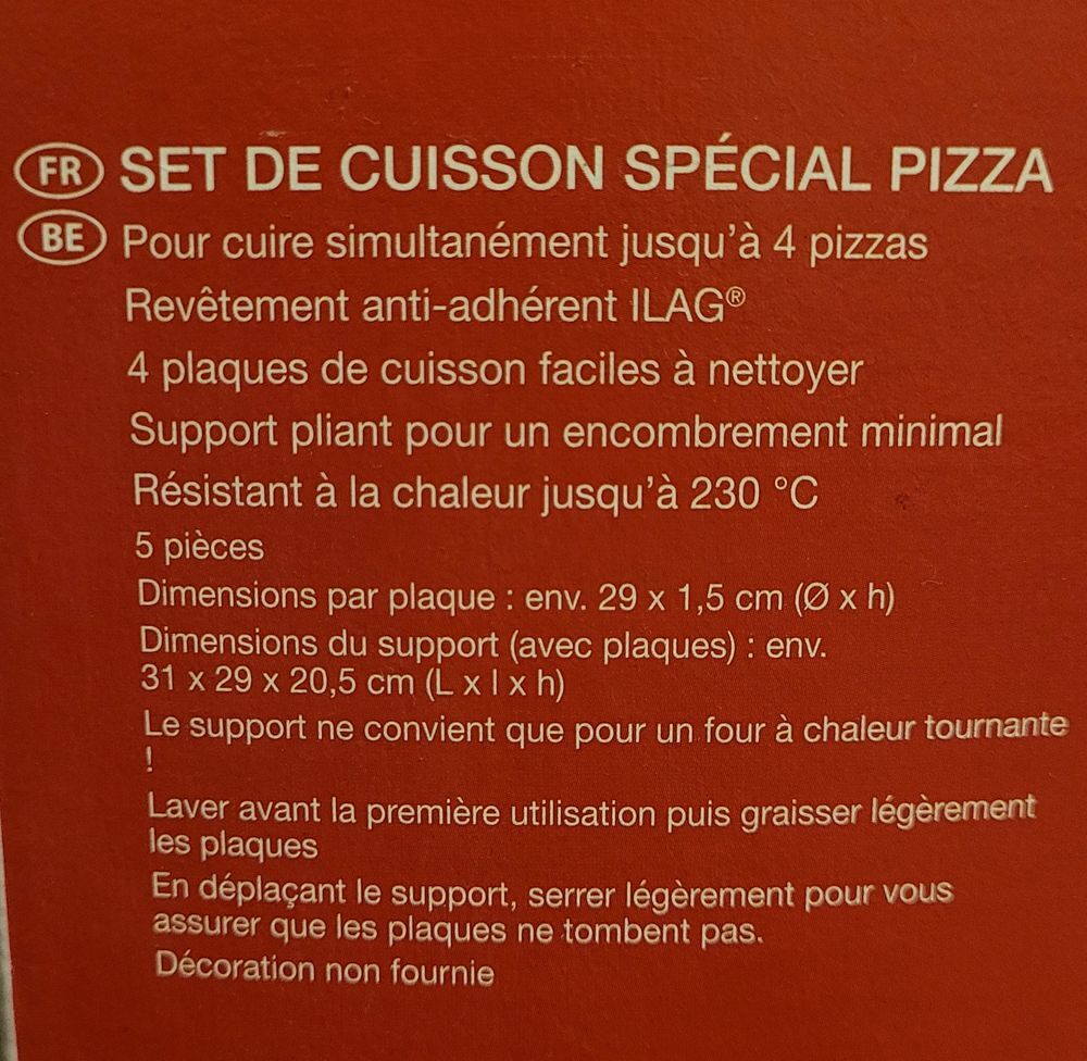Set de cuisson sp&eacute;cial pizza Electroménager