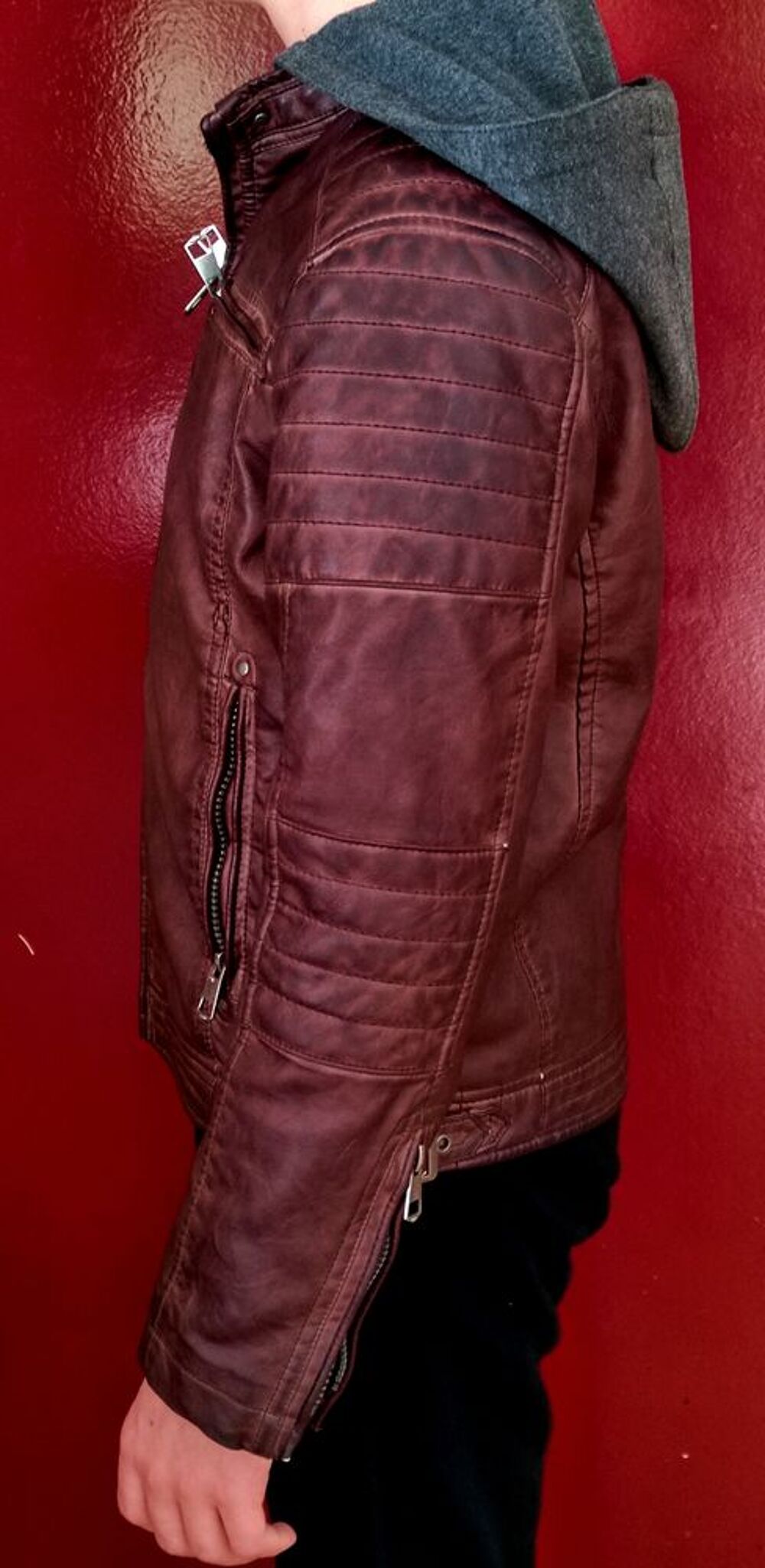 Blouson suedine, marron avec doublure et capuche Vêtements enfants