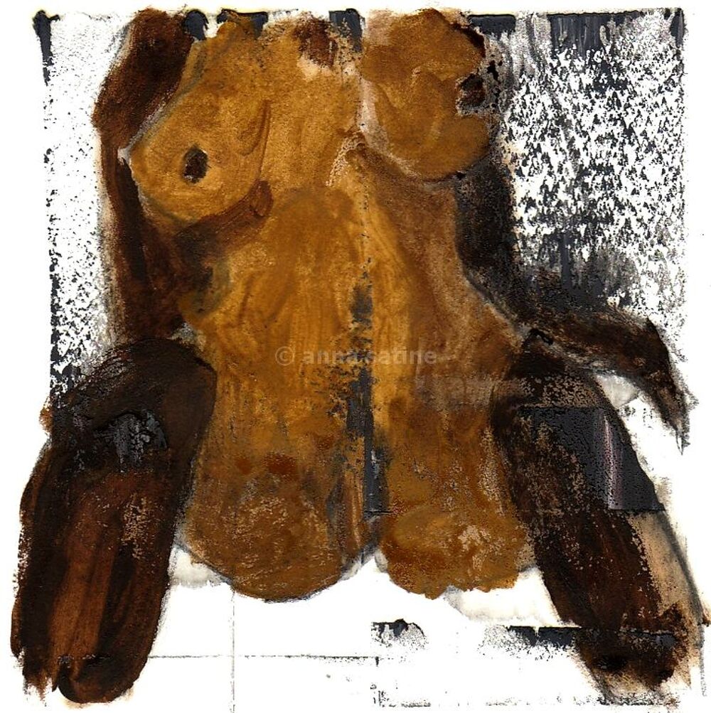 triptyque nu brut - 13x13cm x3 - tempera - encadr&eacute;s Décoration