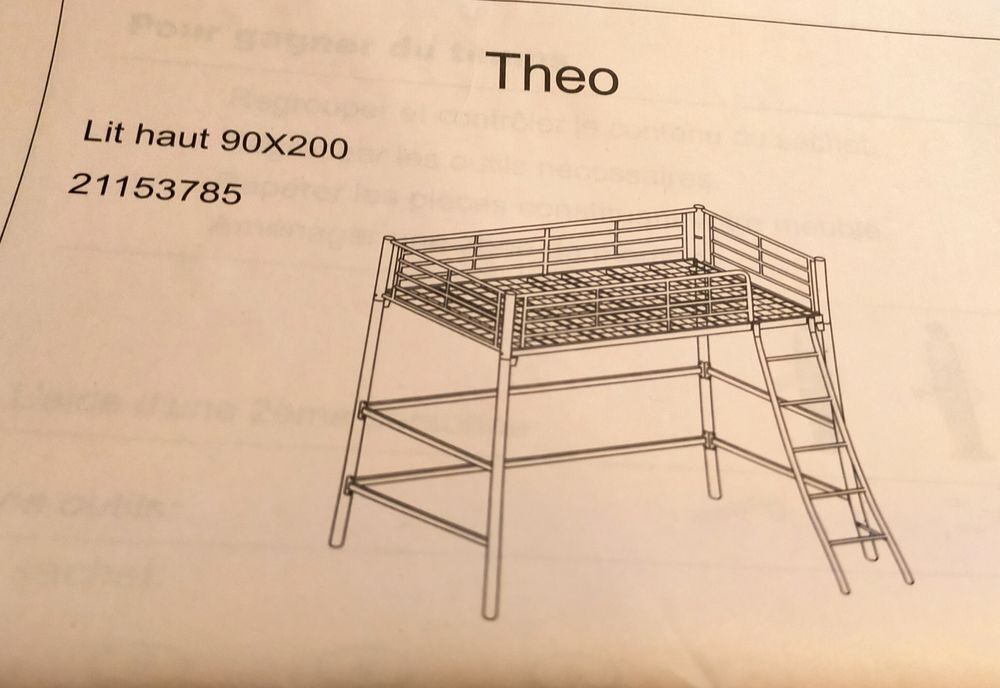 lit Alin&eacute;a m&eacute;tal en hauteur Meubles