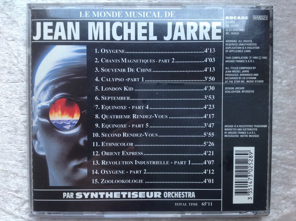 LE MONDE MUSICAL DE JEAN MICHEL JARRE Envoi Possible
CD et vinyles