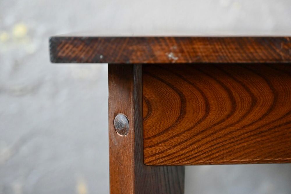 Table ancienne en bois cuisine carr&eacute;e petite vintage Meubles