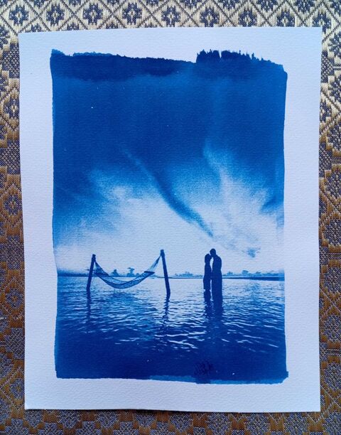 Photographie en Cyanotype, Procédé Photographique 1842,  FUSION , 20,8CM/16,5CM, Etat neuf Paris 20 (75)
