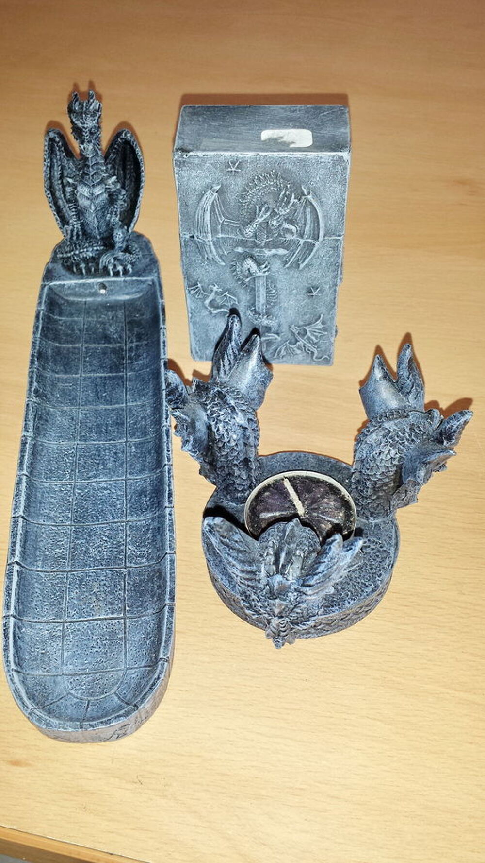 DRAGON br&ucirc;le encens, porte bougie et porte paquet Décoration
