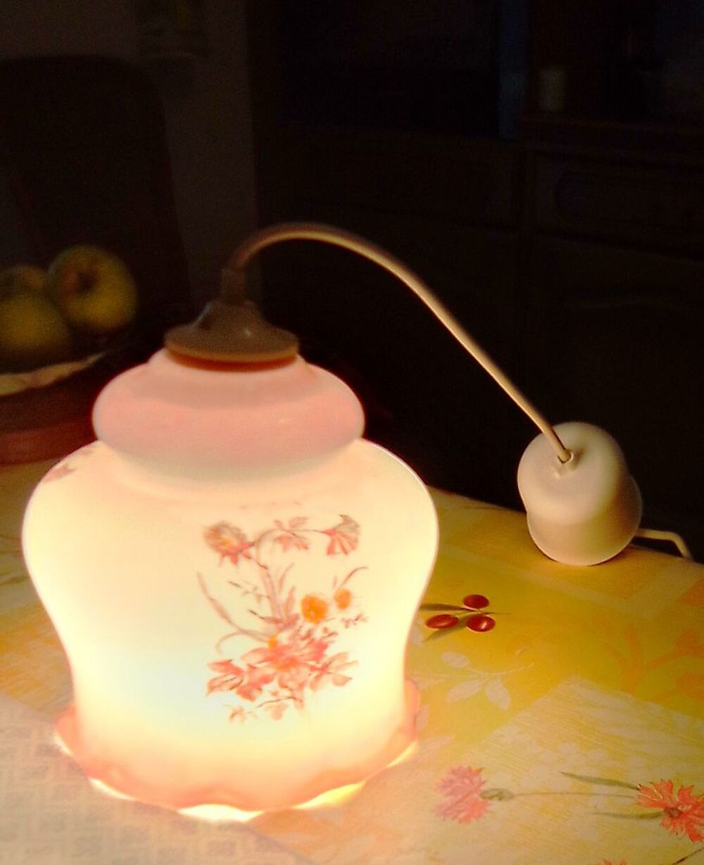 Lustre en porcelaine rose et blanc Décoration