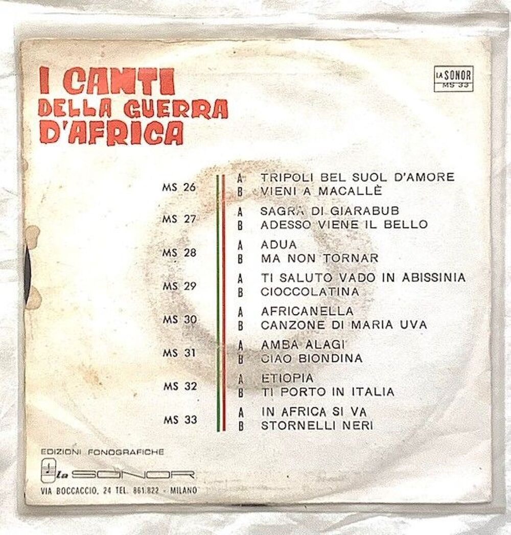 I Canti Della Guerra D'Africa disque vinyle ancien Audio et hifi