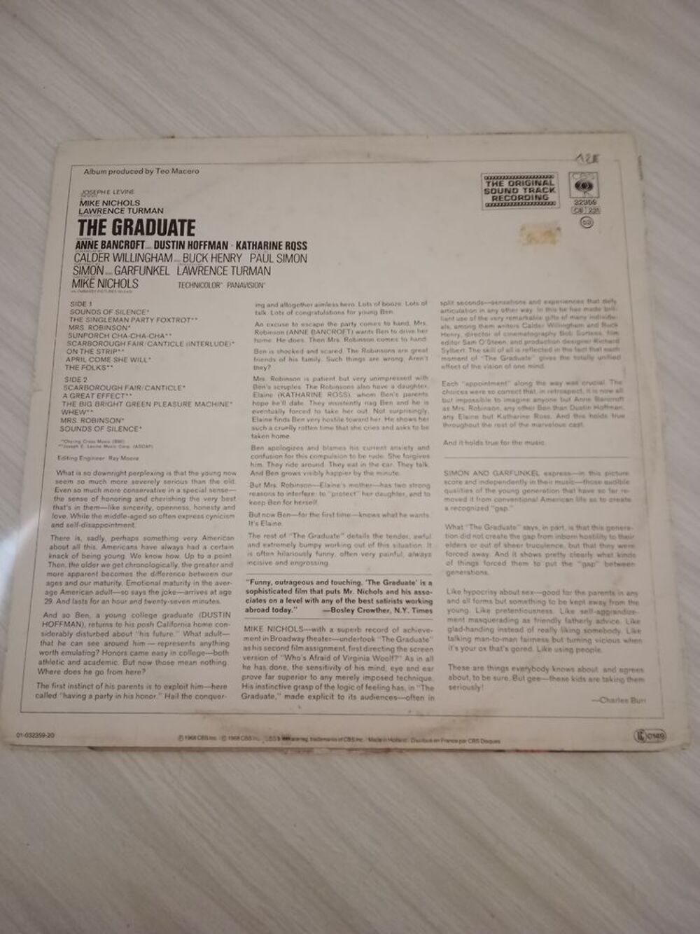 33 Tours SIMON &amp; GARFUNKEL The Graduate CD et vinyles