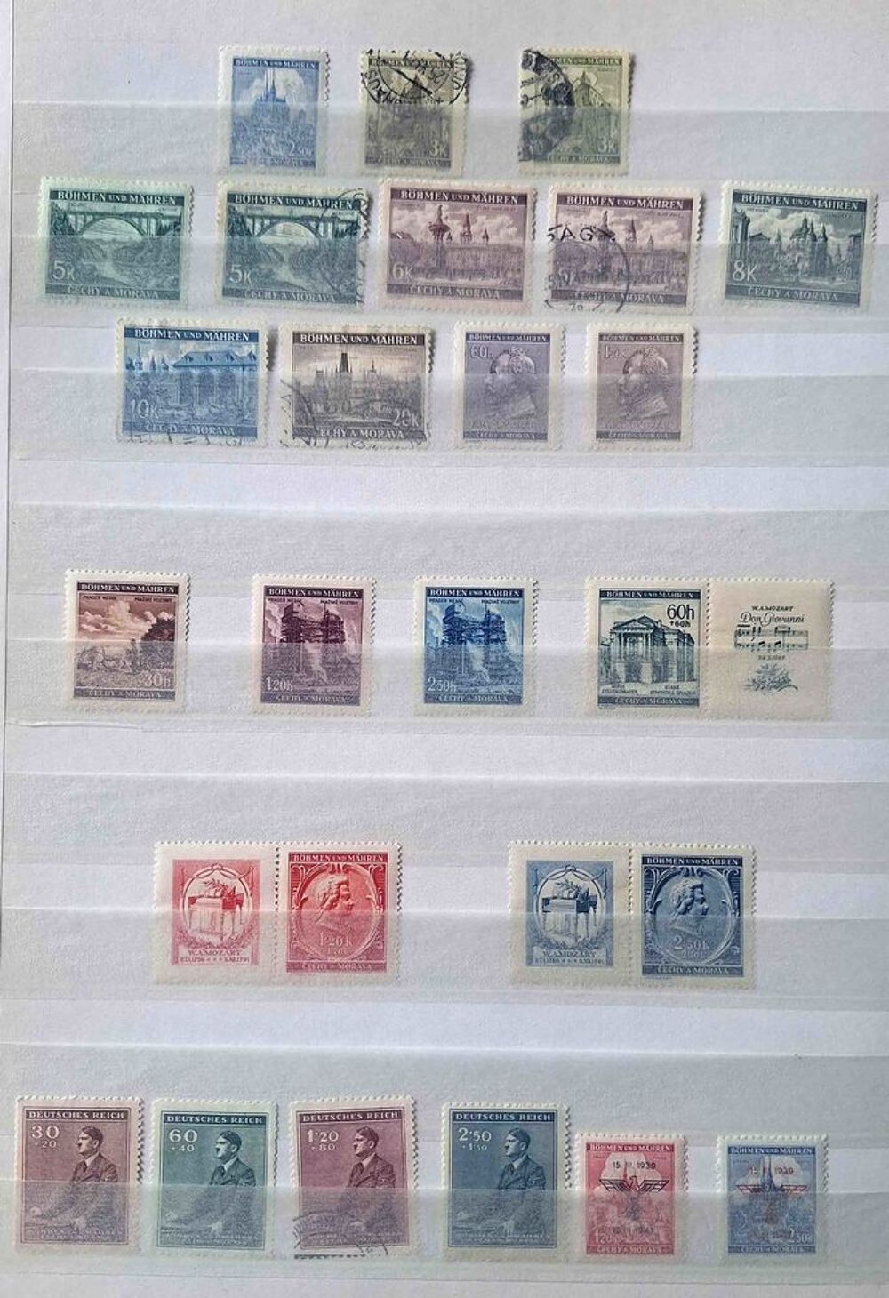 S&eacute;rie de timbres de collection de Boh&ecirc;me et Moravie 