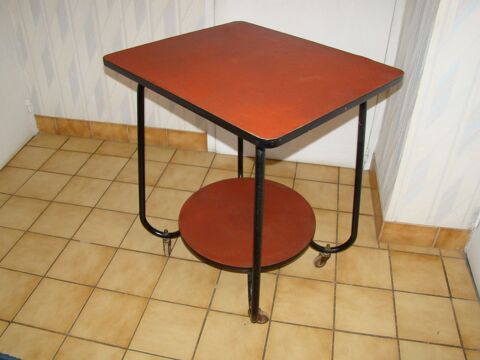 Desserte / table  roulettes ska rouge vintage annes 1950  150 Gargenville (78)