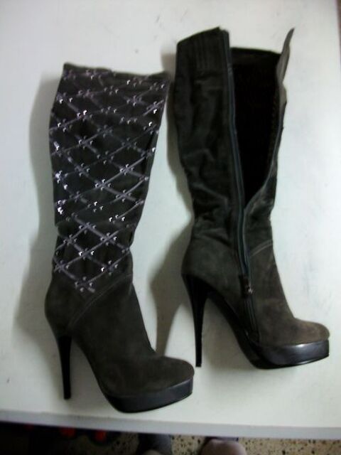 Bottes Gris Anthracite sequins brillants talons 13 cm pt 39 5 Bouxwiller (67)