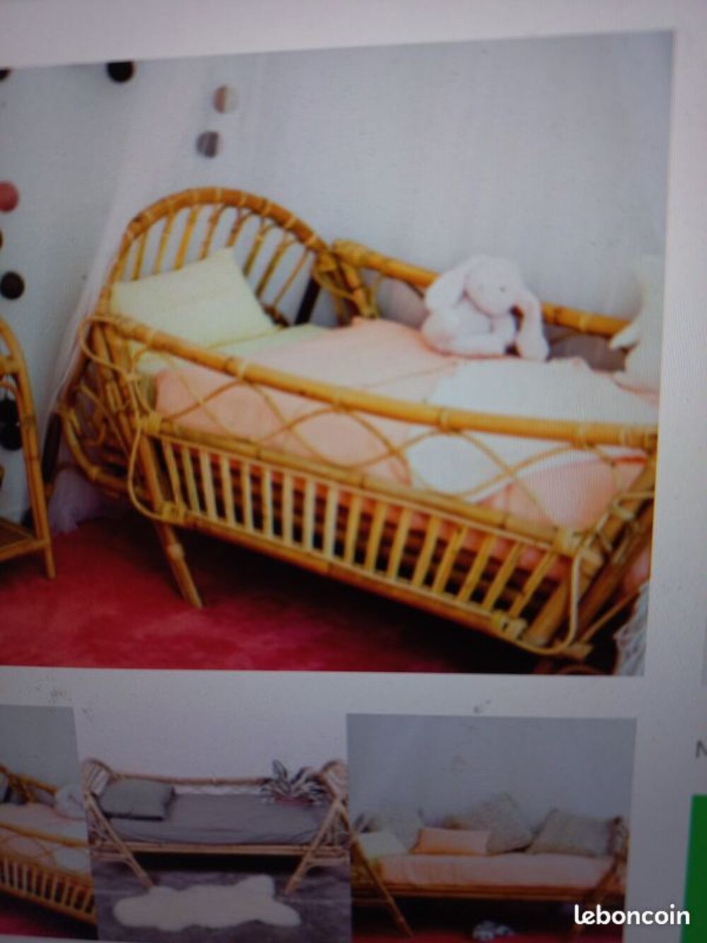 lit enfant boh&egrave;me en rotin + matelas en SUPER bon &eacute;tat Meubles