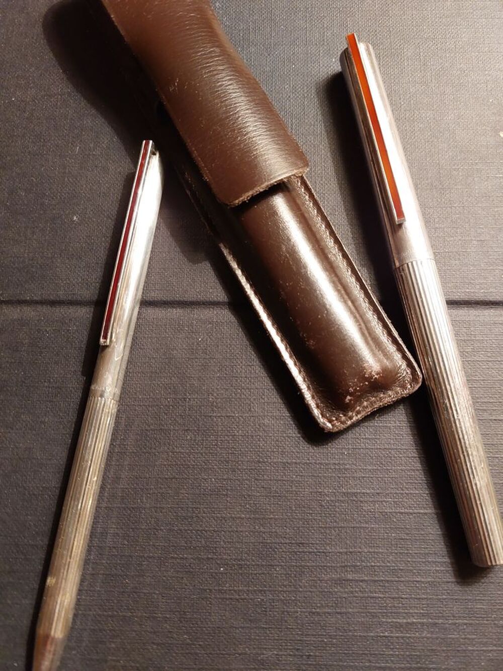 Parure Stylos argent Dupont plume et bille Bijoux et montres