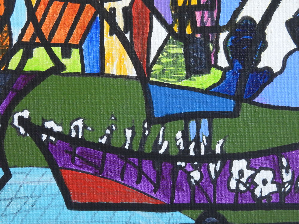 Acrylique sur toile - Le village englouti Décoration