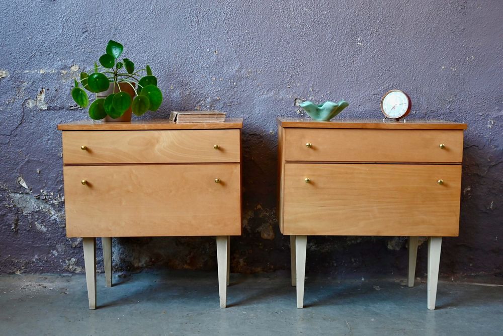 Paire de chevets tables de nuit vintage scandinave Meubles