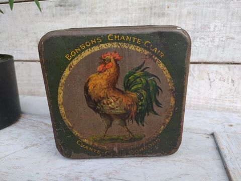 Boite Publicitaire Bonbons Chante-Clair Coq ca1920 85 Loches (37)