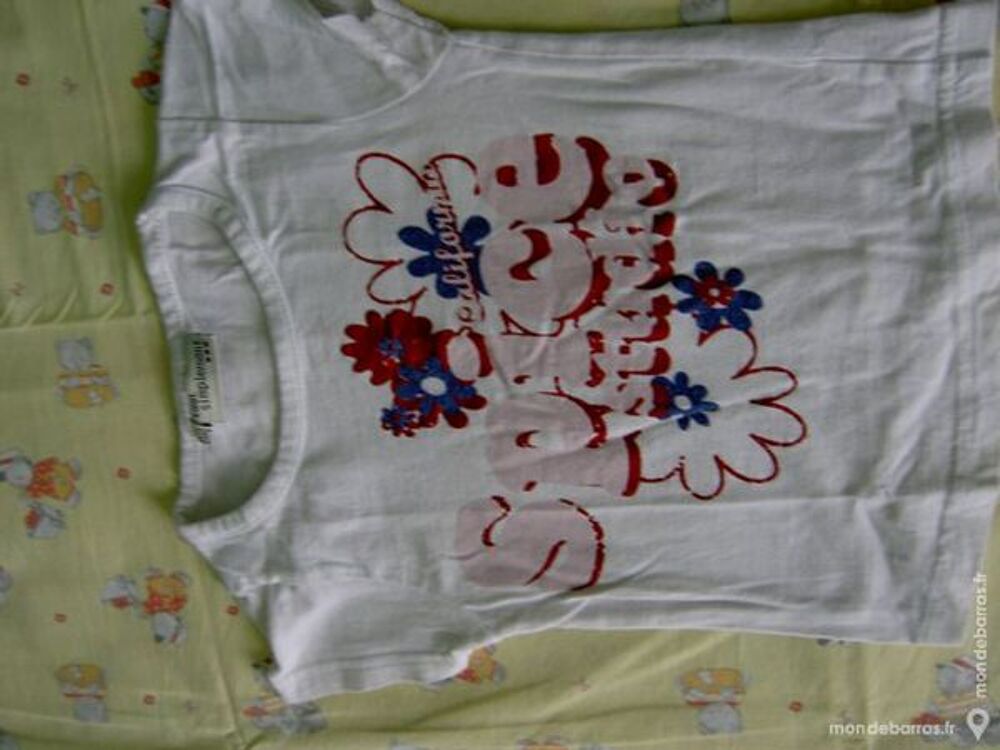 fille 3 A tee shirt blanc fleurs Vtements enfants
