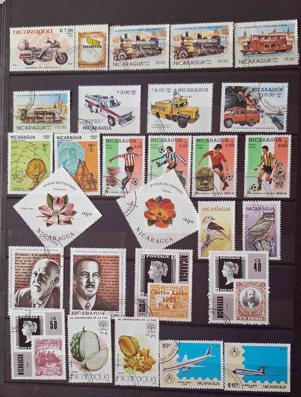 S&eacute;rie de timbres de collection du Nicaraga (bis) 