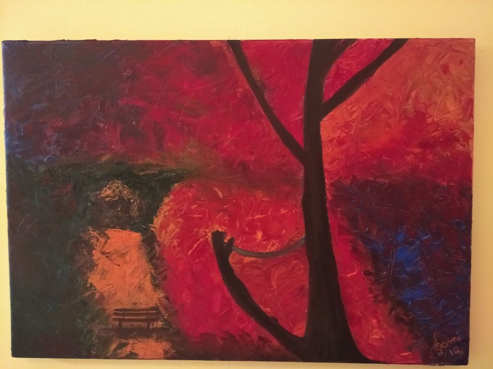 Peinture &agrave; l'huile au couteau. Décoration