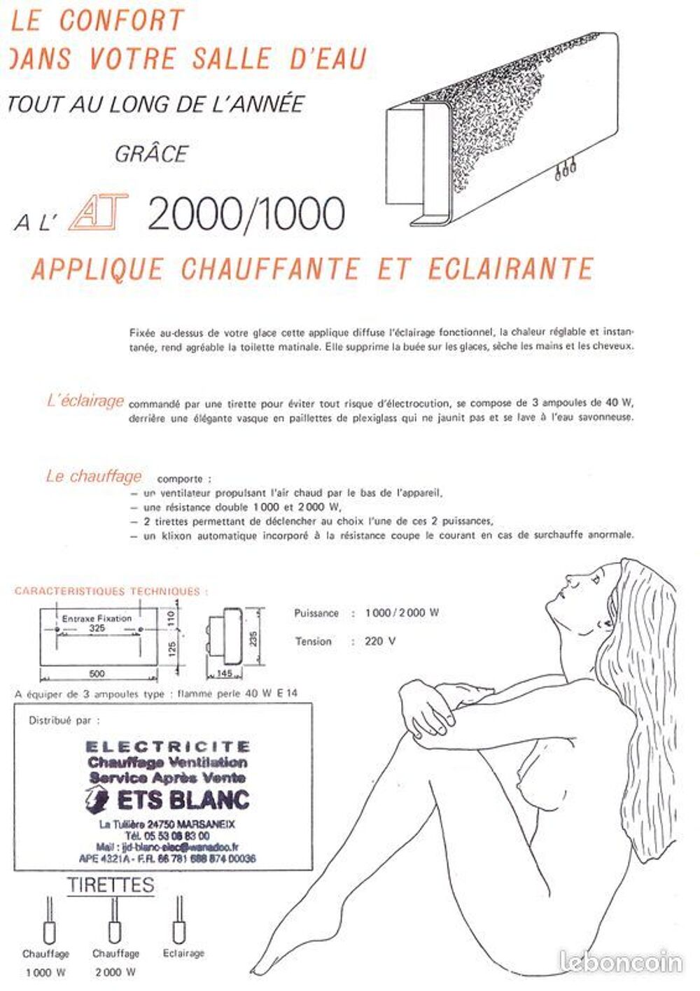 Applique chauffante et &eacute;clairante Electroménager