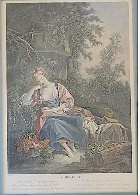 Gravure  La Rêveuse  1770 240 Roquefort-les-Pins (06)