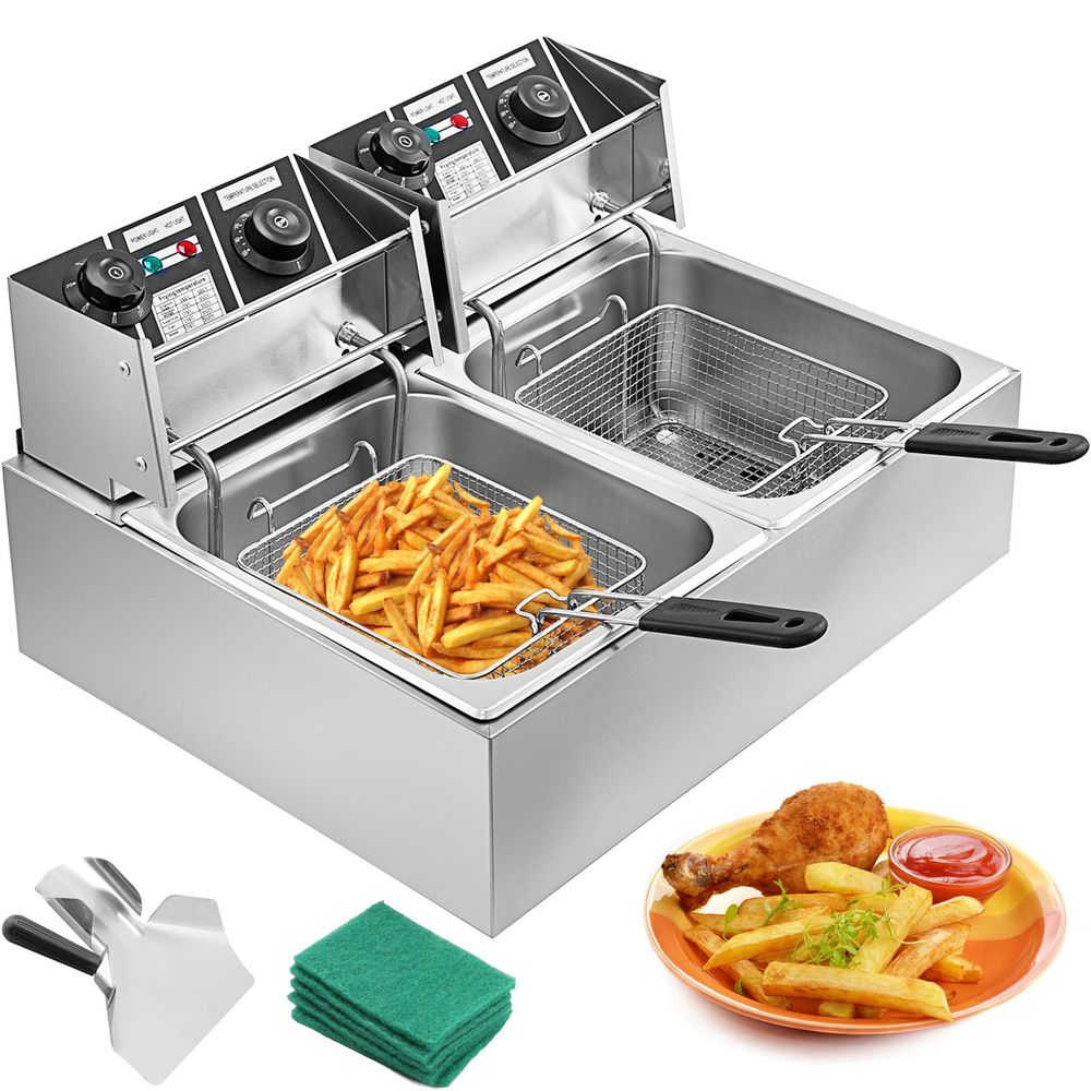 Double Friteuse Electrique Professionnelle 2 Cuve Inox Frite Electroménager