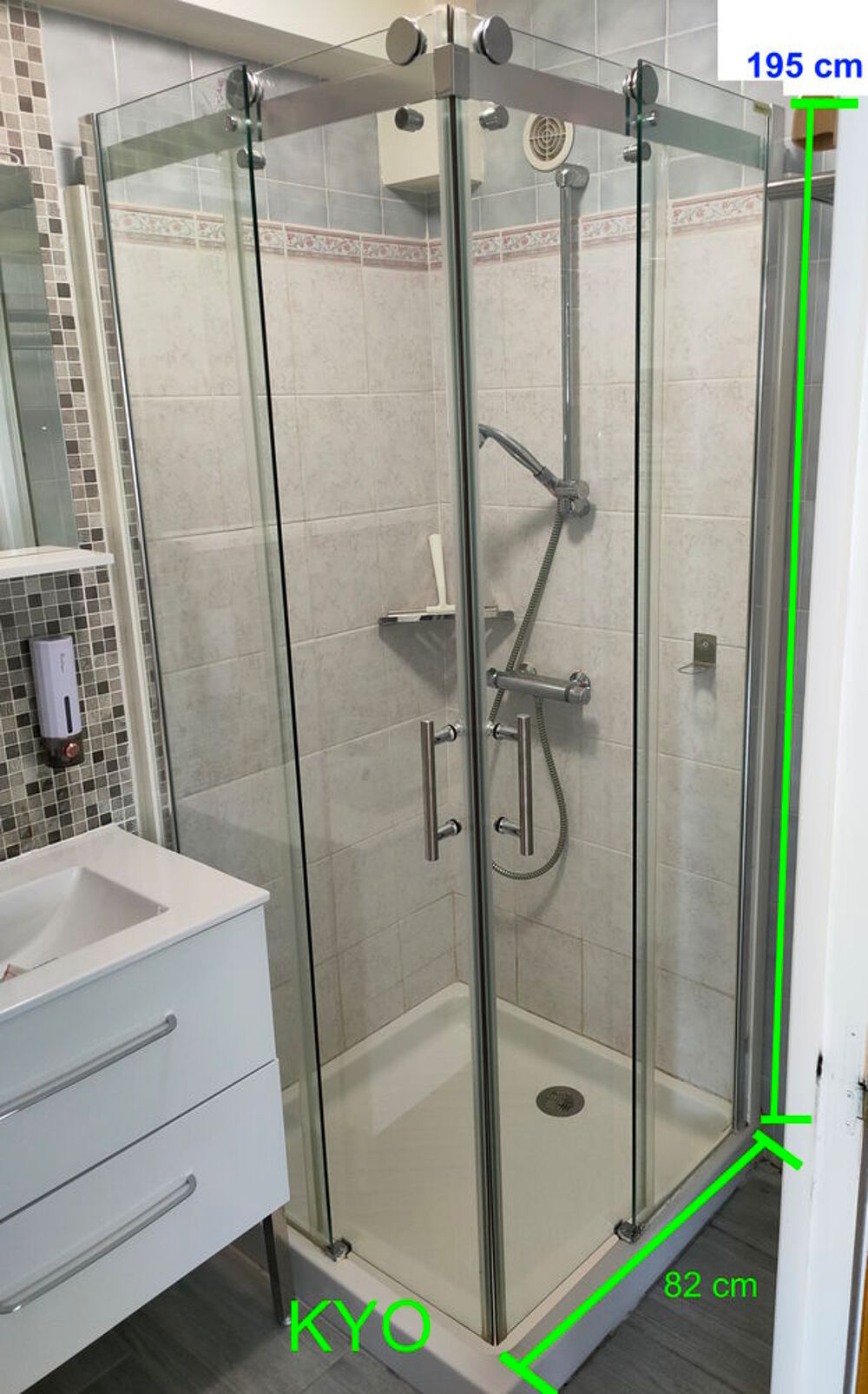 Parois douche carr&eacute;e acc&egrave;s d'angle droit portes coulissantes Bricolage
