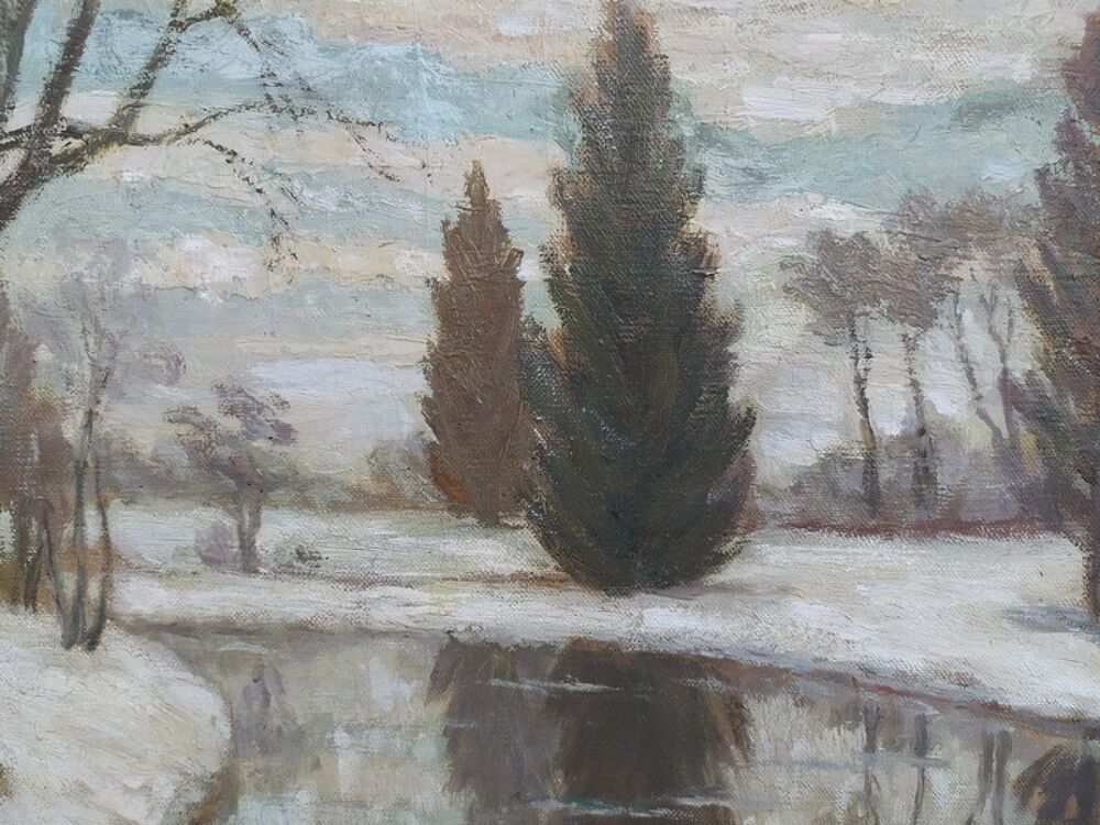 Tableau Paysage d'Hiver par Raoul L&eacute;on Lanternier 