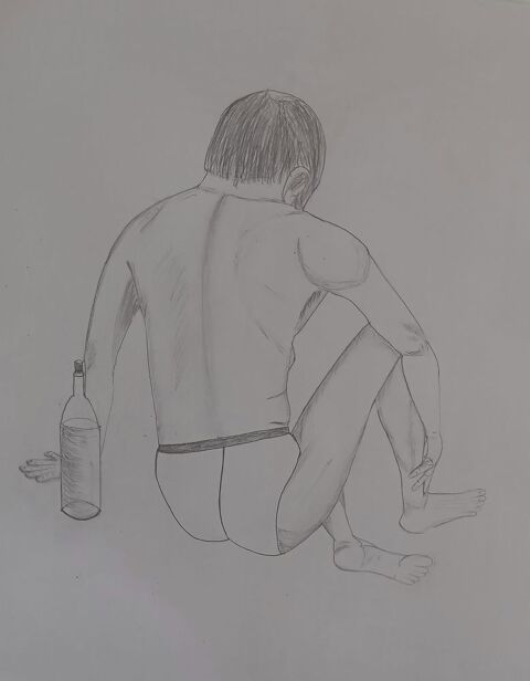 Dessin d'homme seul 30 Saint-Ouen (93)