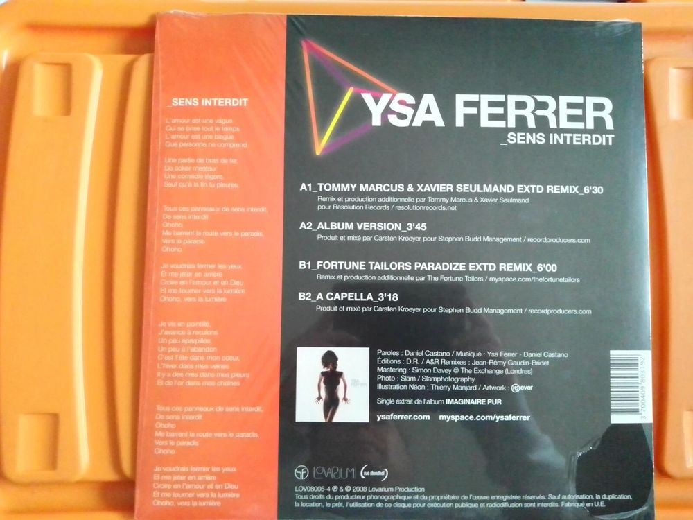 YSA FERRER RARE MAXI 33 TOURS COULEUR ORANGE COLLECTOR "SENS CD et vinyles