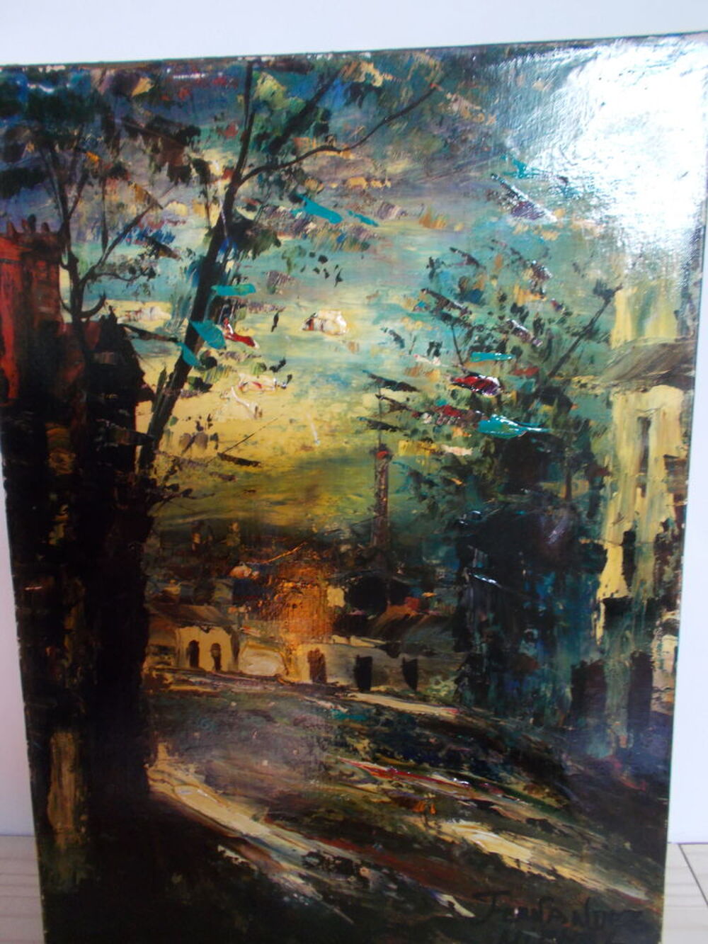 Huile sur toile "vue de Paris" Décoration