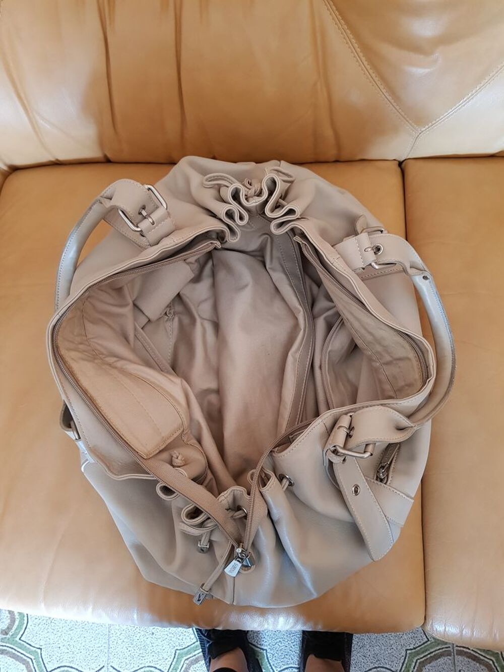 Sac cuir gris clair Maroquinerie