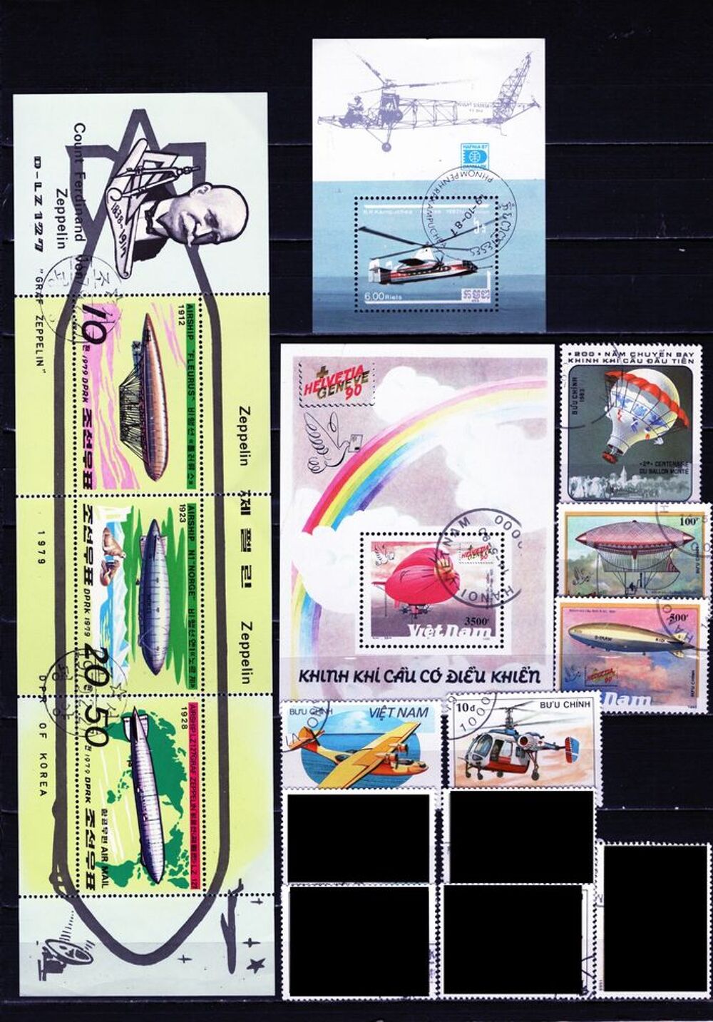 lot de 47 timbres d'ASIE sur les TRANSPORTS AERIENS 