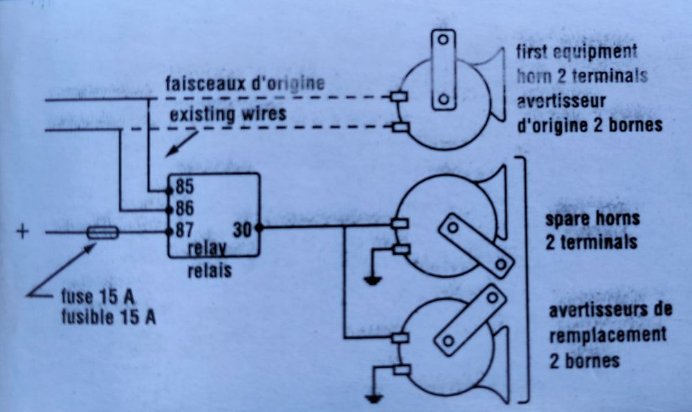 Avertisseur sonore klaxon grave et aigu 12v 110 db Bricolage