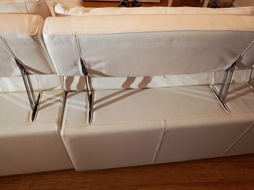 Canap&eacute; ROCHE BOBOIS en cuir blanc Meubles