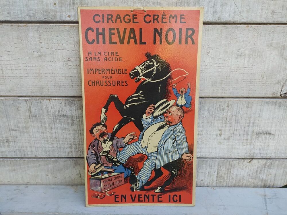 Ancien Carton Publicitaire Cirage Cr&ecirc;me Cheval Noir 