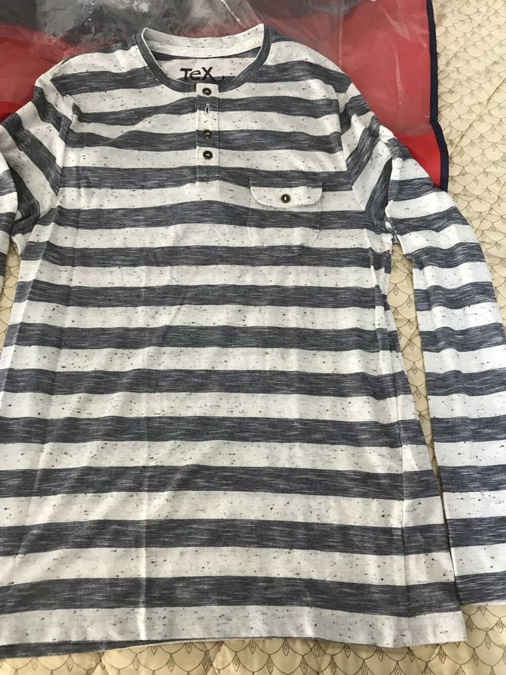 PULL LEGER RAYE GRIS/BEIGE Mouchet&eacute; Vêtements