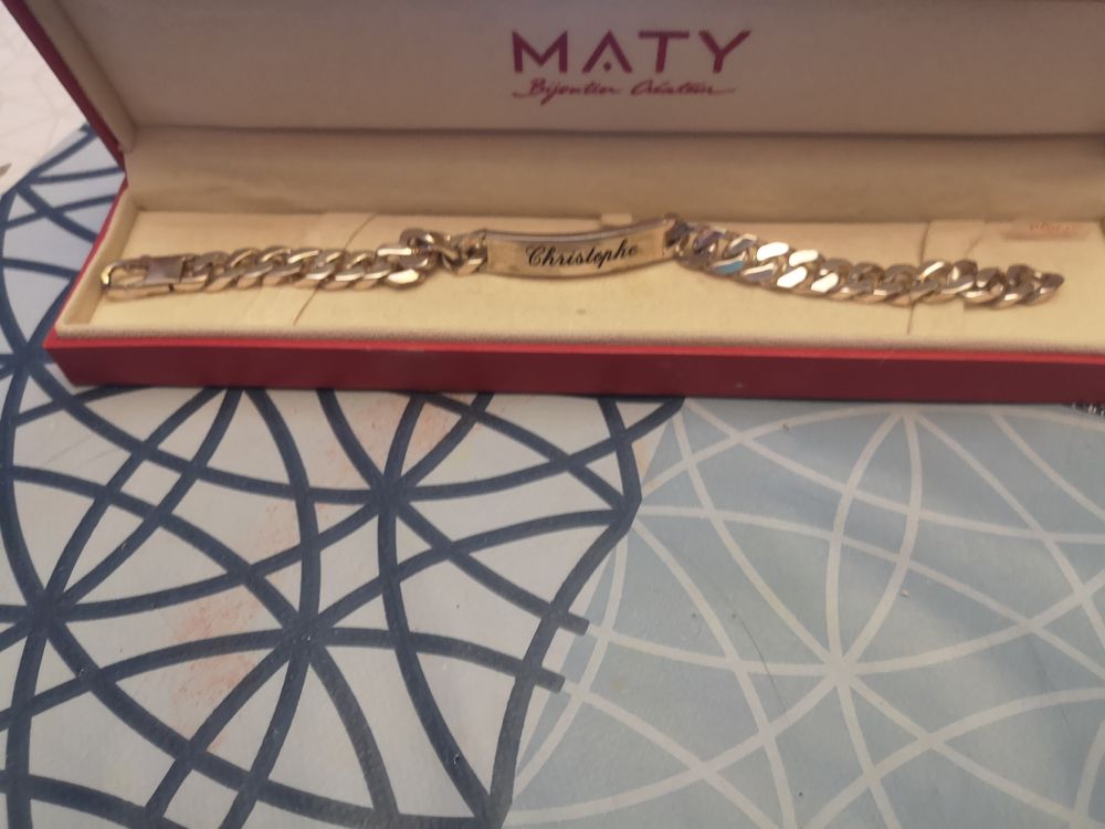 Gourmette homme argent avec gravure MATY Bijoux et montres